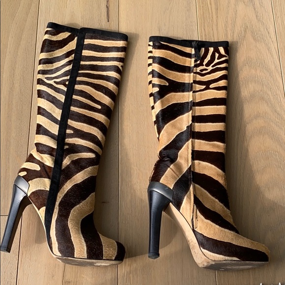 Fendi Boots, real leather, zebra print, pony fur - Picture 2 of 7